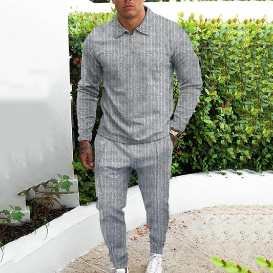 STRIPED GOLF POLO SHIRT AND PANTS SET - House of Prag