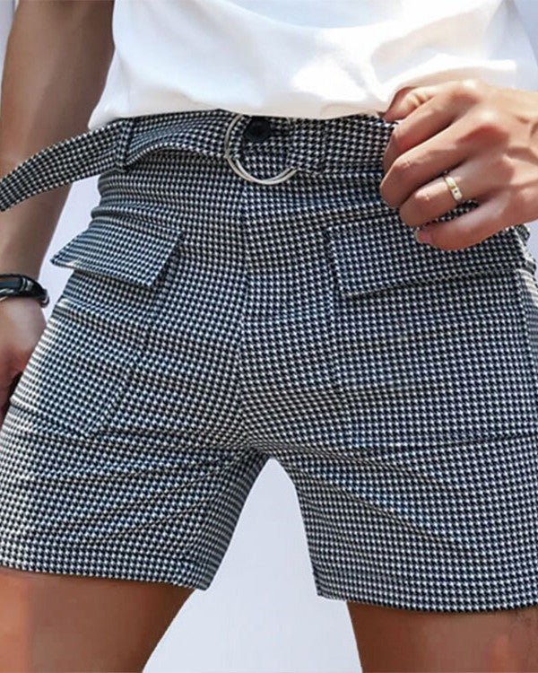 CHECKERED FRONT POCKET SHORTS - House of Prag