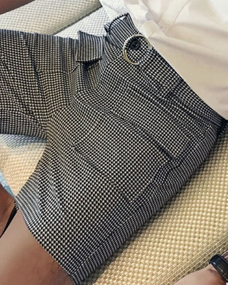 CHECKERED FRONT POCKET SHORTS - House of Prag