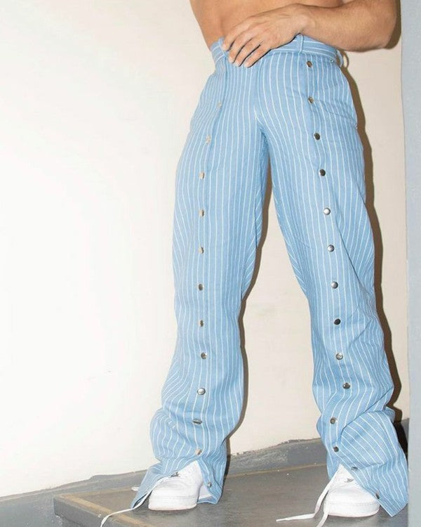 STRIPE STUDDED MOP JEAN PANTS - House of Prag