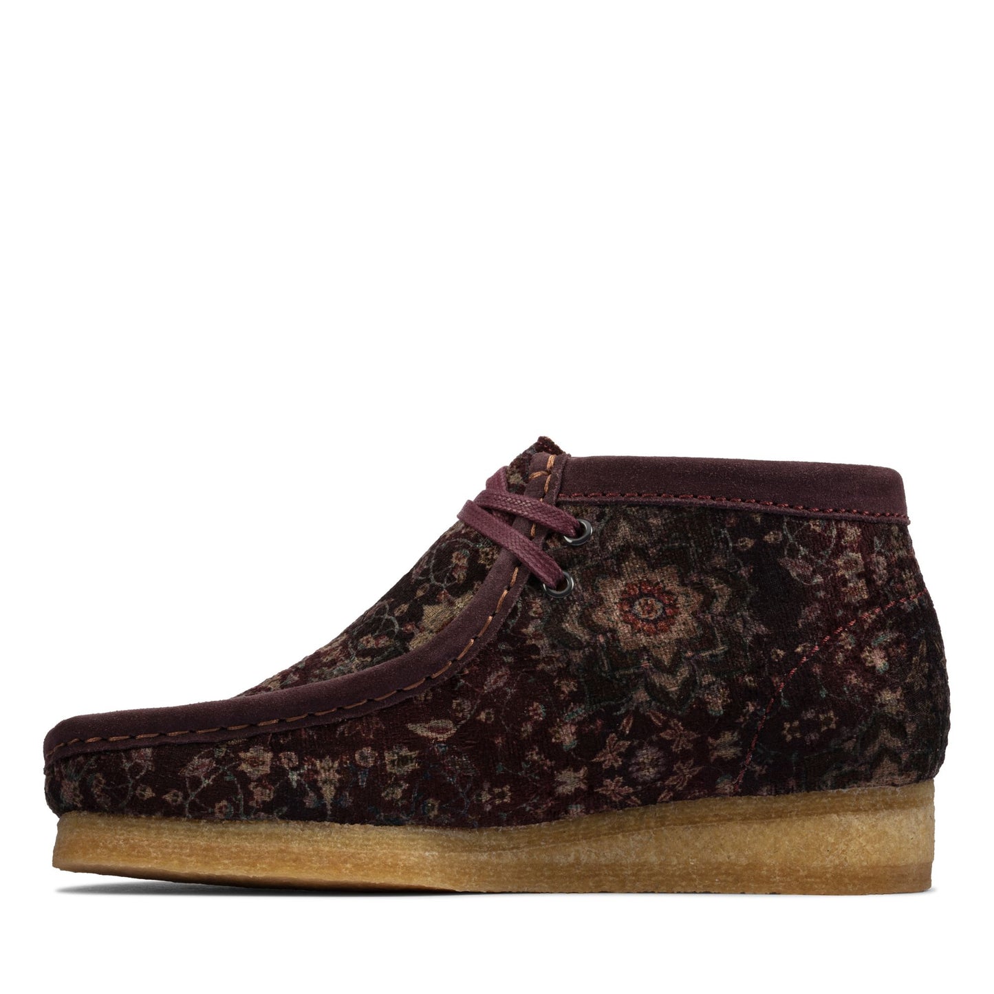 HER BURGUNDY VELVET WALLABEE - House of Prag