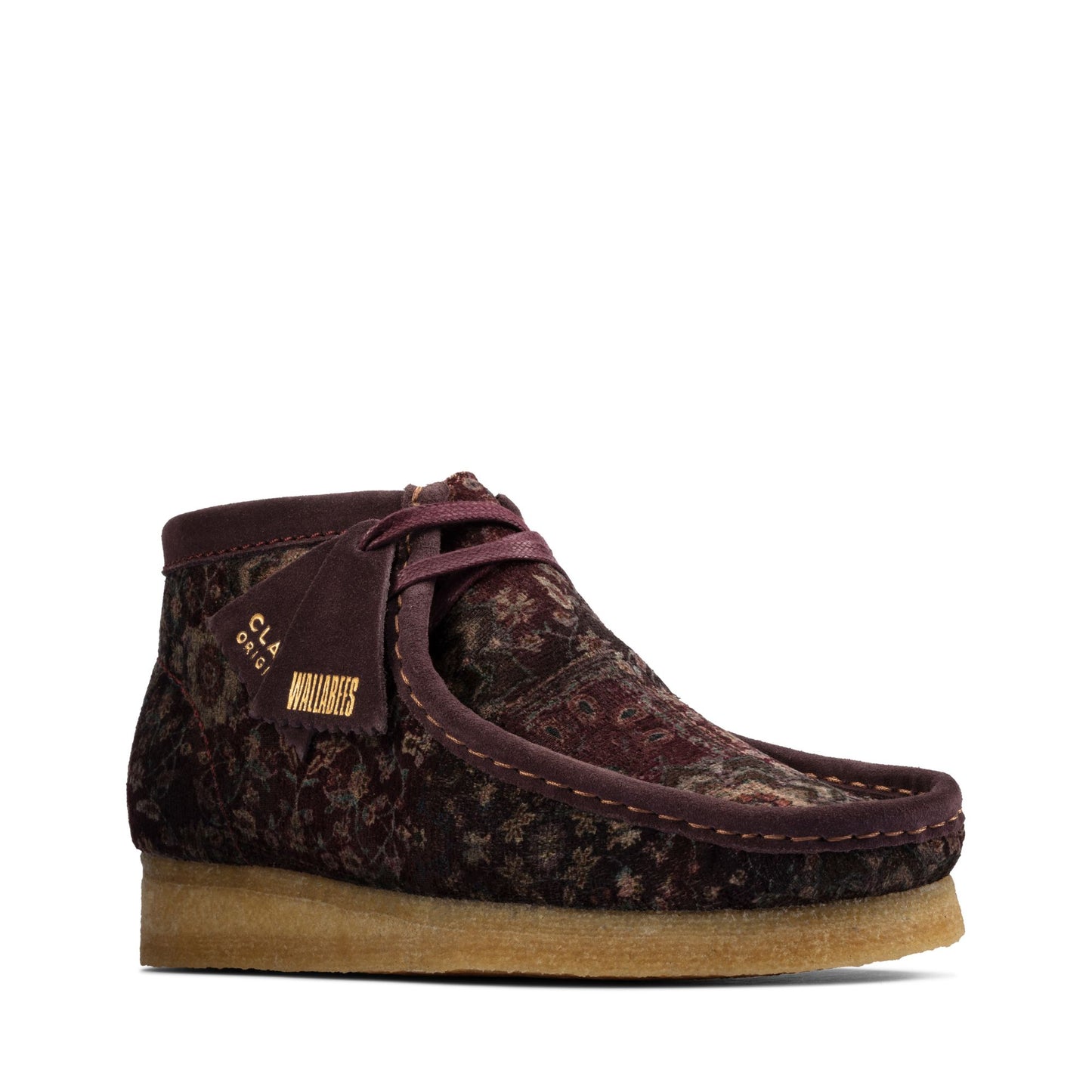 HER BURGUNDY VELVET WALLABEE - House of Prag