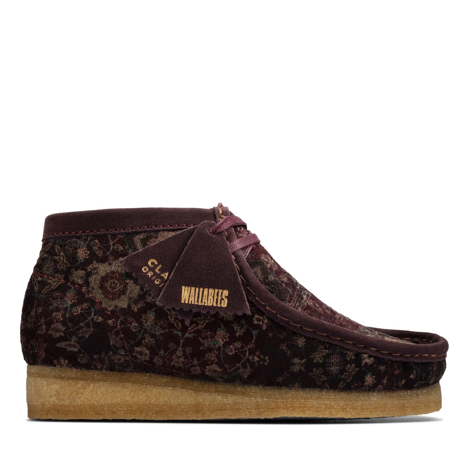 HER BURGUNDY VELVET WALLABEE - House of Prag