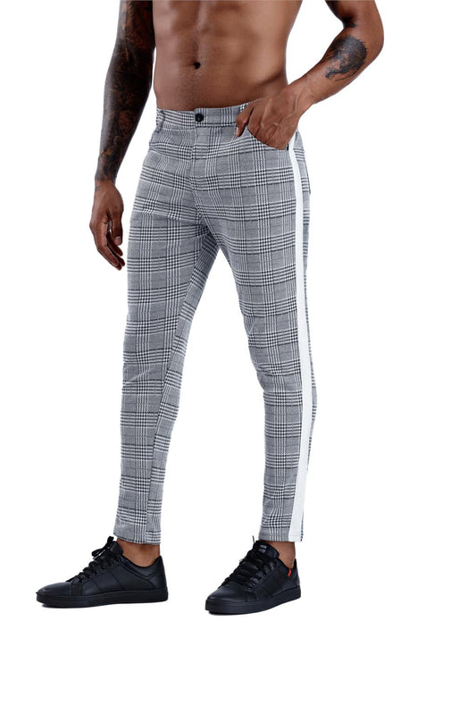 PLAID COLOR BLOCK SKINNY TROUSER - House of Prag