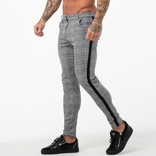 PLAID COLOR BLOCK SKINNY TROUSER - House of Prag